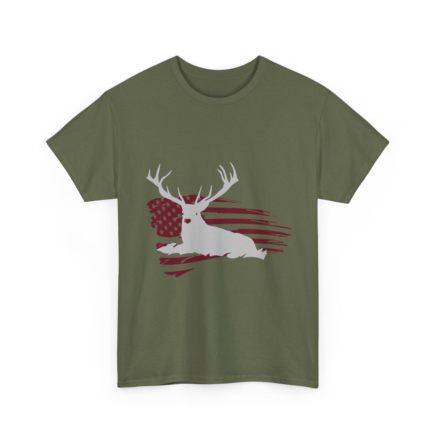 Patriotic Deer Flag T‑Shirt – American Hunting Graphic Tee