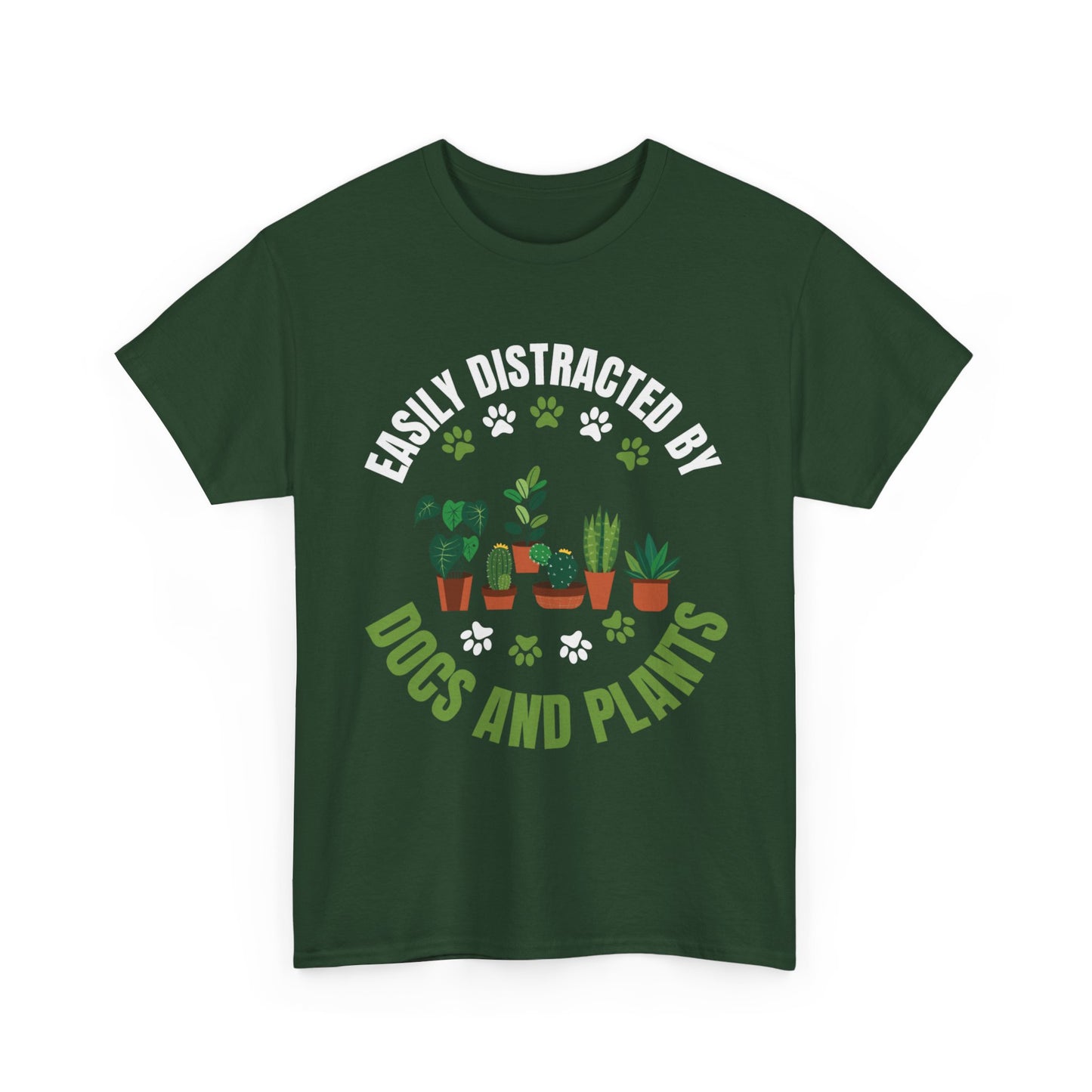 T‑Shirt — "Easily Distracted by Dogs and Plants" Graphic Tee for Dog Lovers & Plant Parents