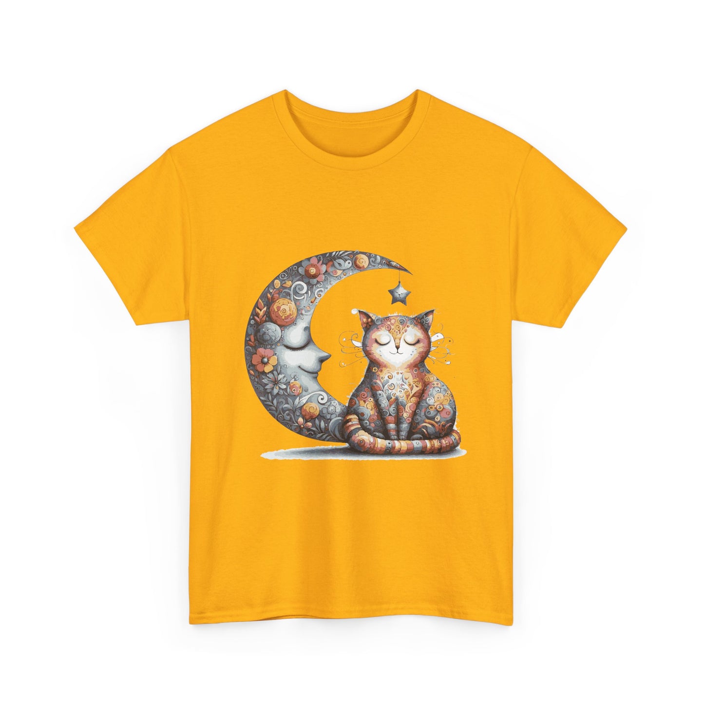 Cat Moon T-Shirt — Whimsical Cosmic Cat Graphic Tee
