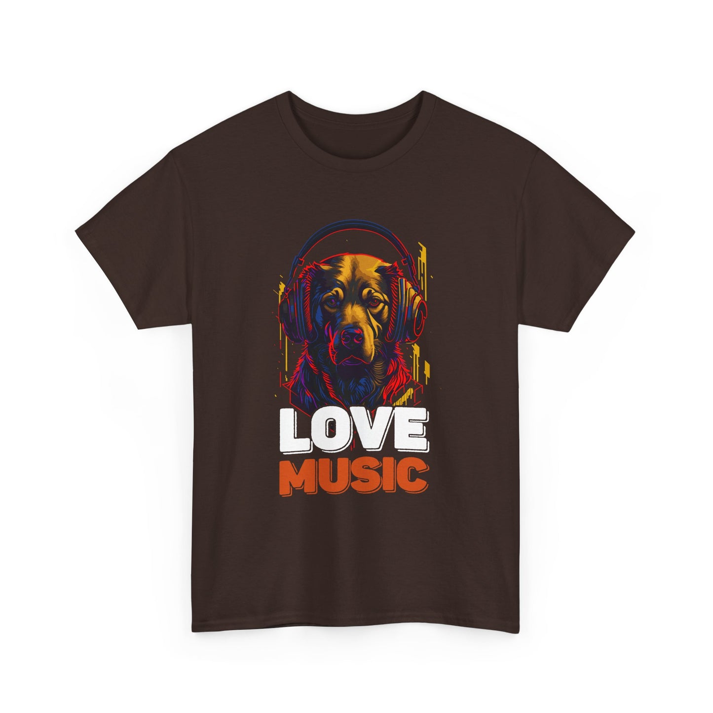 Love Music Dog Tee — Retro Headphones Graphic T-Shirt