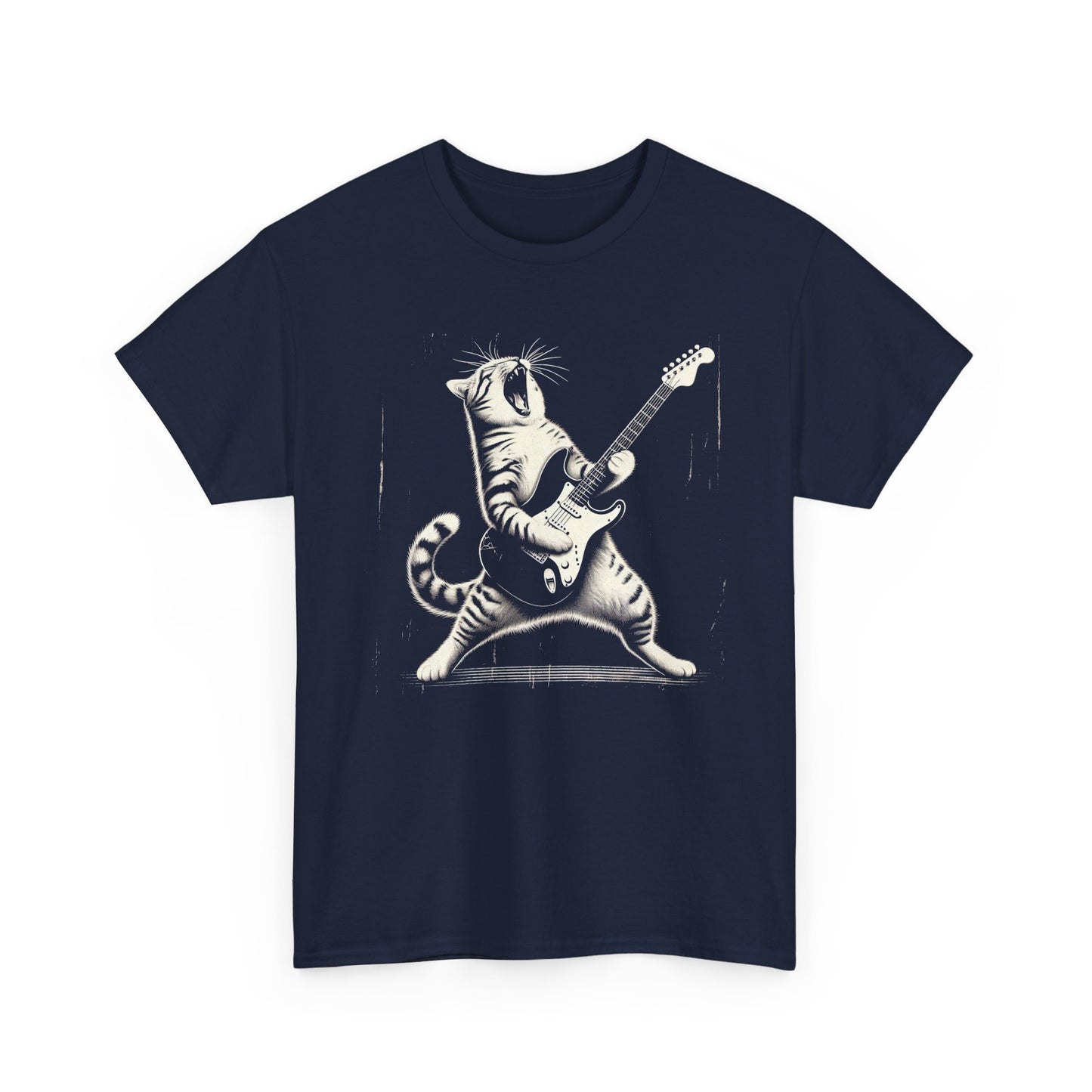 Cat Rocker T-Shirt — Guitar Playing Cat Vintage Band Tee