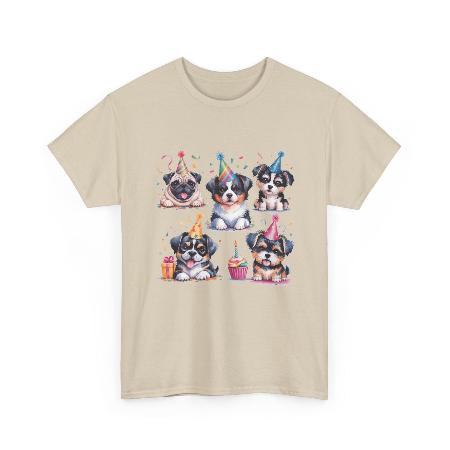 Birthday Puppies T‑Shirt — Cute Party Dogs with Cupcakes