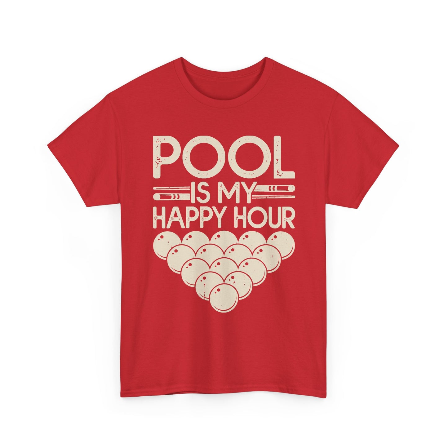 Pool Is My Happy Hour T-Shirt — Billiards Cue & Ball Graphic Tee
