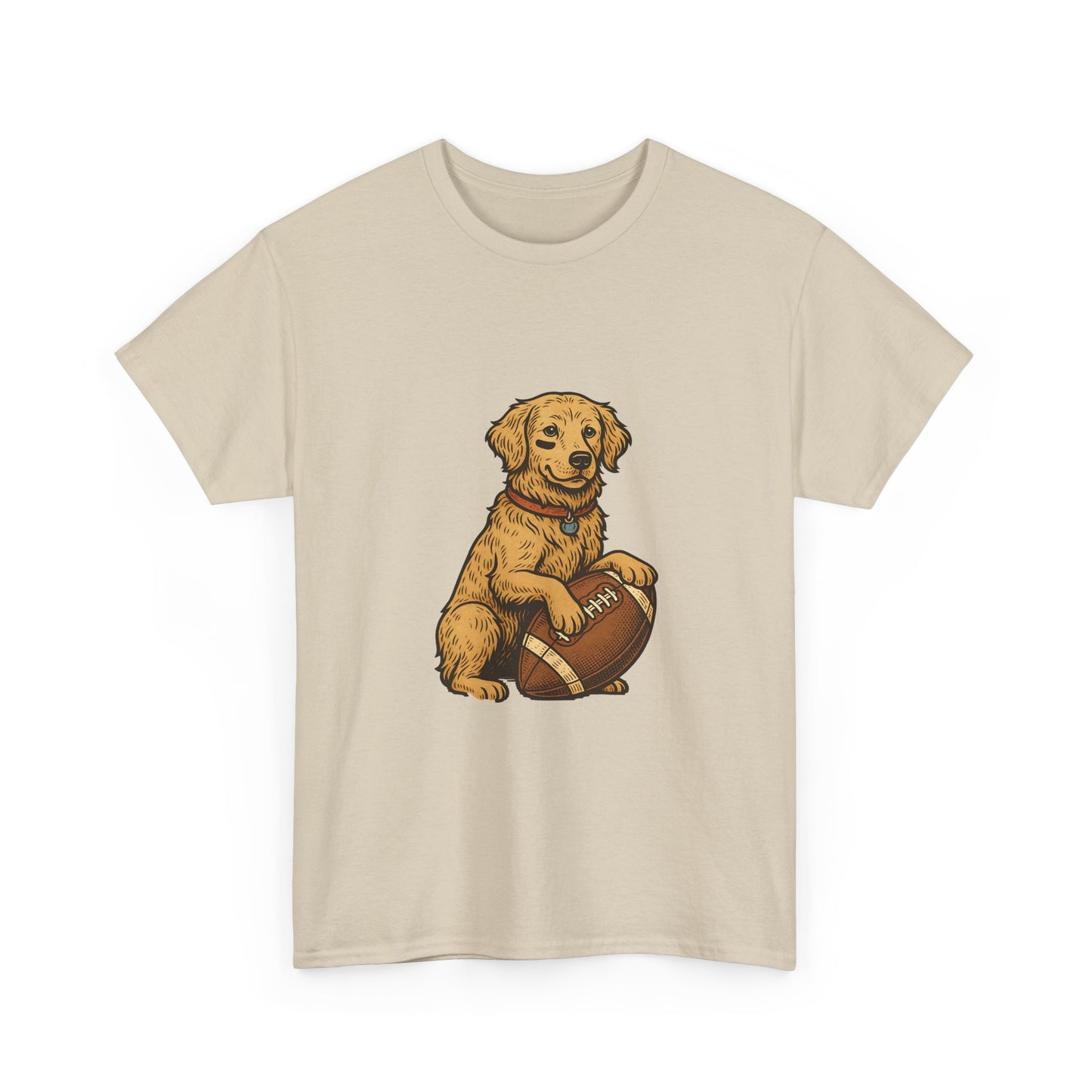 Golden Retriever Puppy Football Tee — Cute Dog with Football Graphic T-Shirt