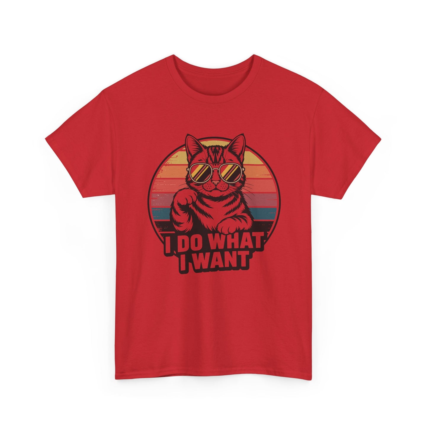 I Do What I Want Cat T-Shirt — Retro Sunglasses Vintage Stripe Graphic Tee