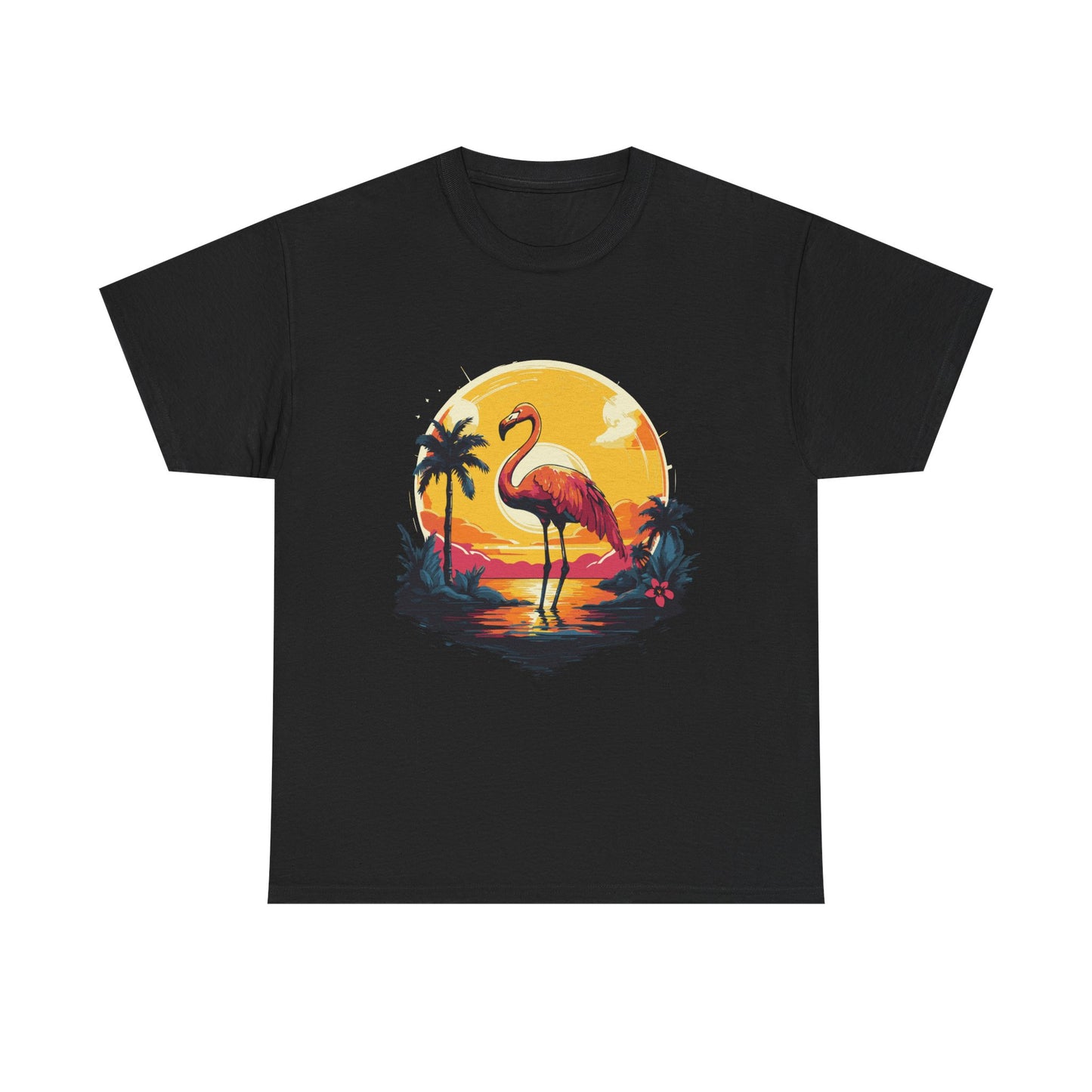 Flamingo Sunset Tee — Tropical Beach Vintage Graphic T-Shirt