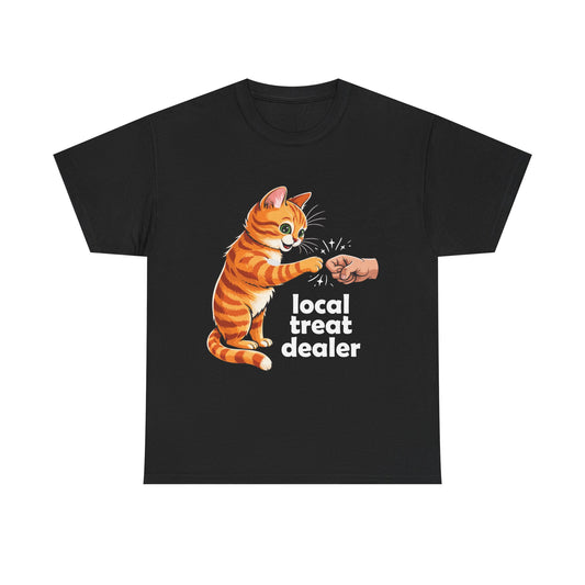 Cat T-Shirt — "Local Treat Dealer" Cute Ginger Kitty Fist Bump Tee