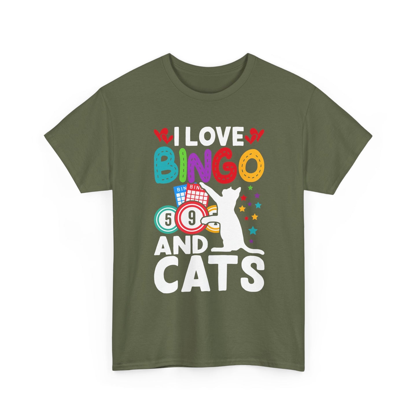 I Love Bingo and Cats T-Shirt — Funny Cat Lover Bingo Tee