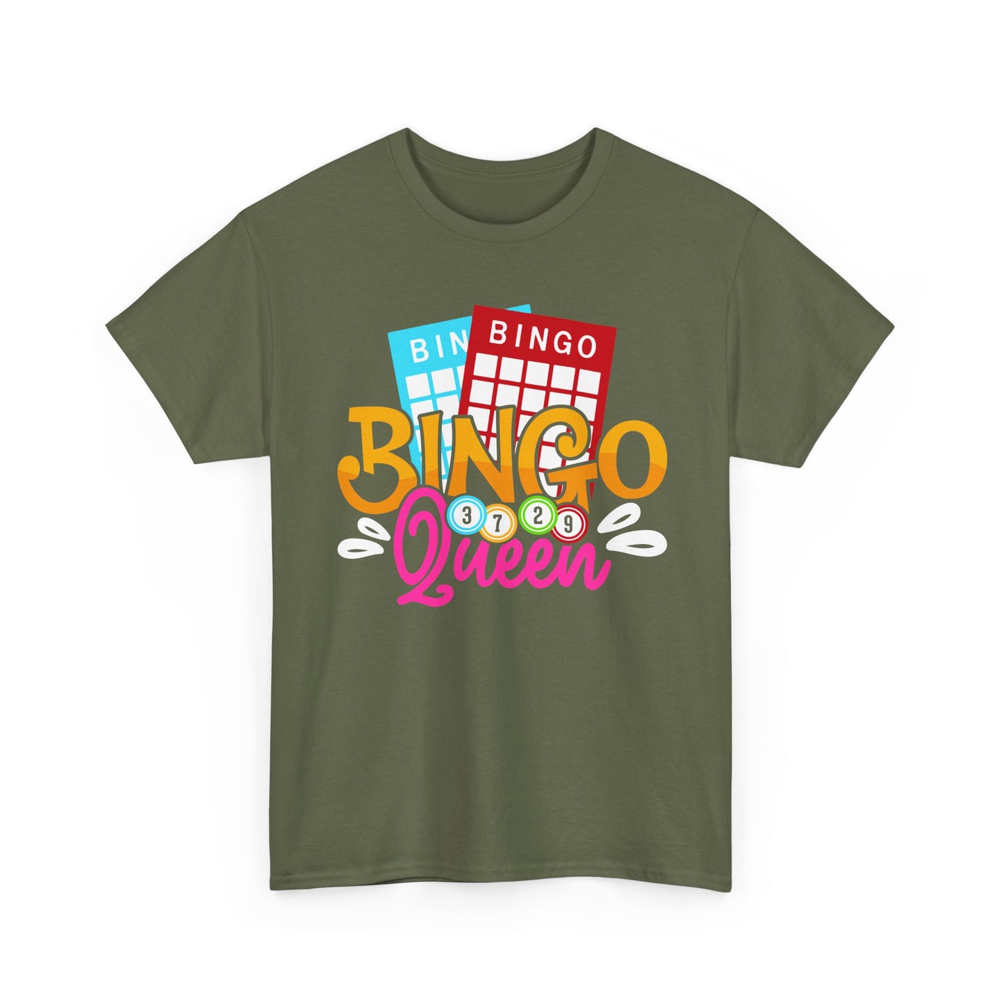 Bingo Queen T-Shirt – Colorful Bingo Cards Graphic Tee for Players & Seniors