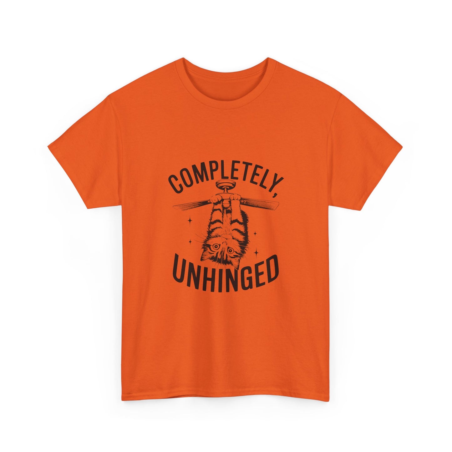 Funny T-Shirt — Completely Unhinged Graphic Tee (Vintage Cat Illustration)