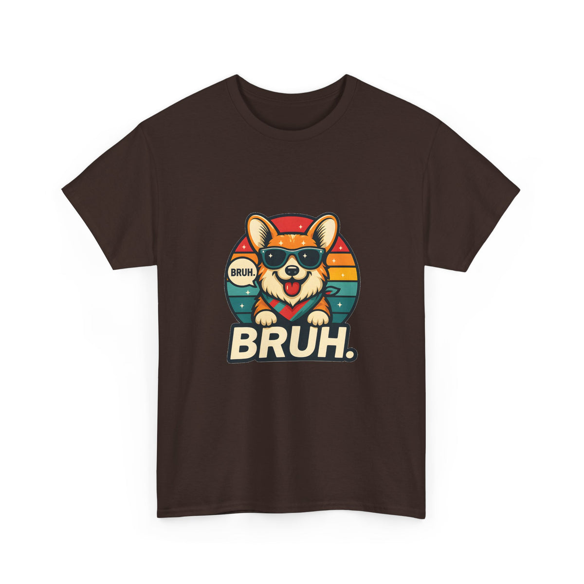 Corgi 'BRUH' Graphic Tee - Retro Sunglasses Dog T-Shirt