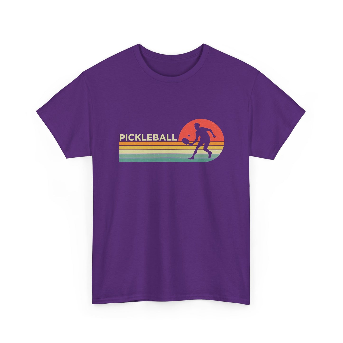 Pickleball Retro Sunset Tee — Vintage Striped Pickleball Player T-Shirt
