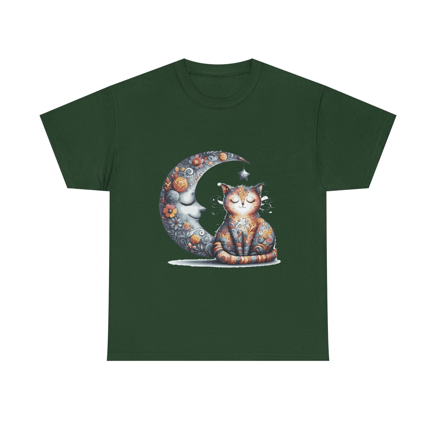 Cat Moon T-Shirt — Whimsical Cosmic Cat Graphic Tee