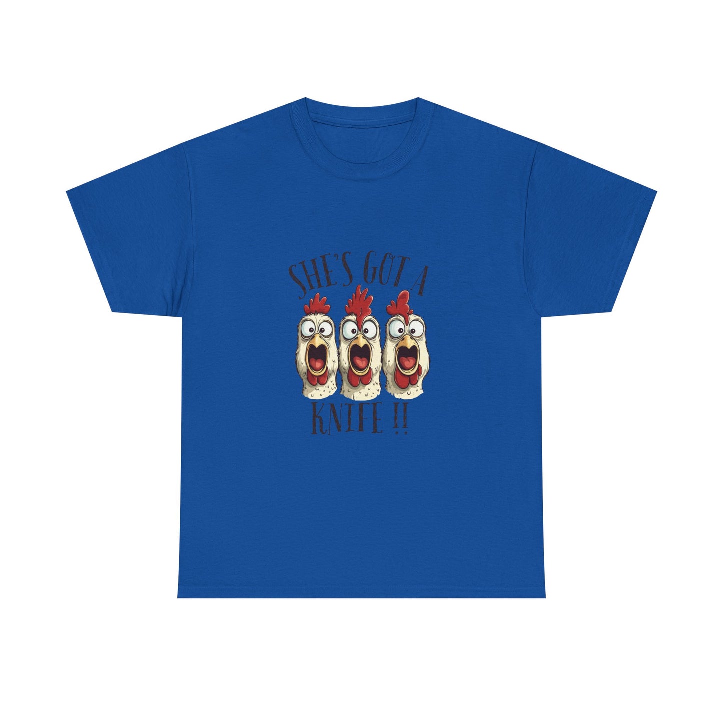 Chicken Choir "She's Got a Knife!!" Tee - Funny Farm Animal Graphic T-Shirt