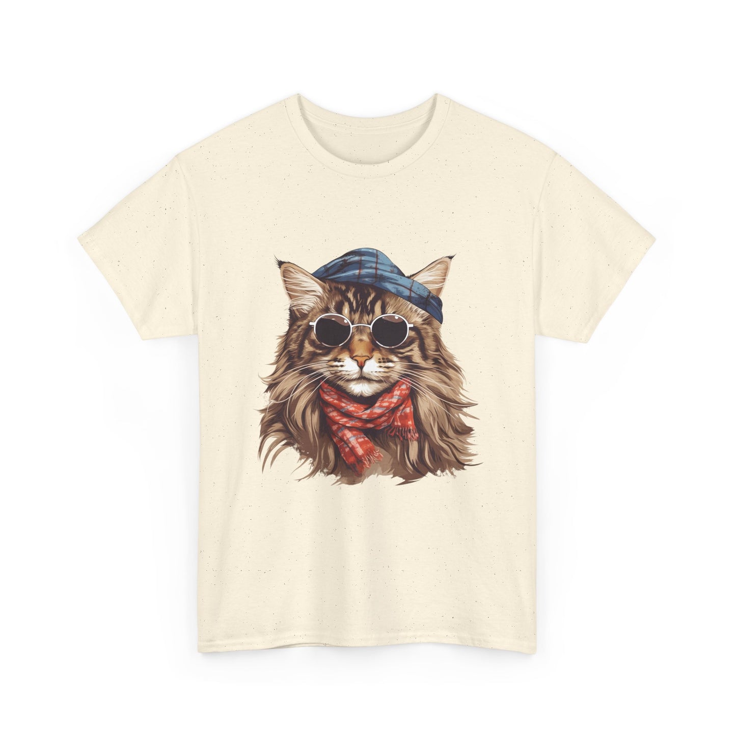 Cat Portrait Tee — Hipster Cat with Sunglasses & Bandana Graphic T-Shirt