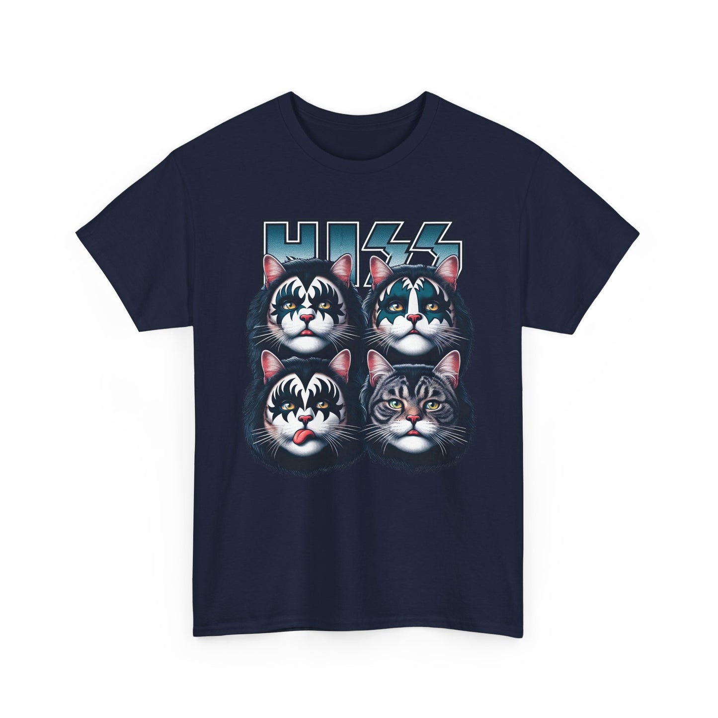 KISS-Style Rock Cat Band T-Shirt