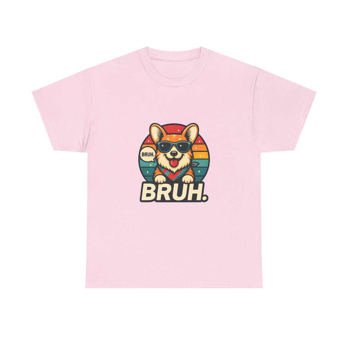 Corgi 'BRUH' Graphic Tee - Retro Sunglasses Dog T-Shirt