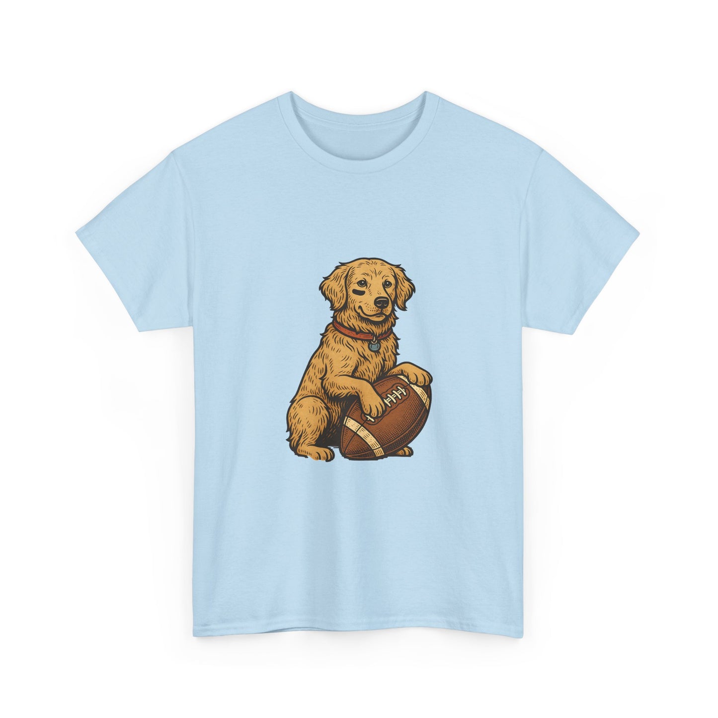 Golden Retriever Puppy Football Tee — Cute Dog with Football Graphic T-Shirt