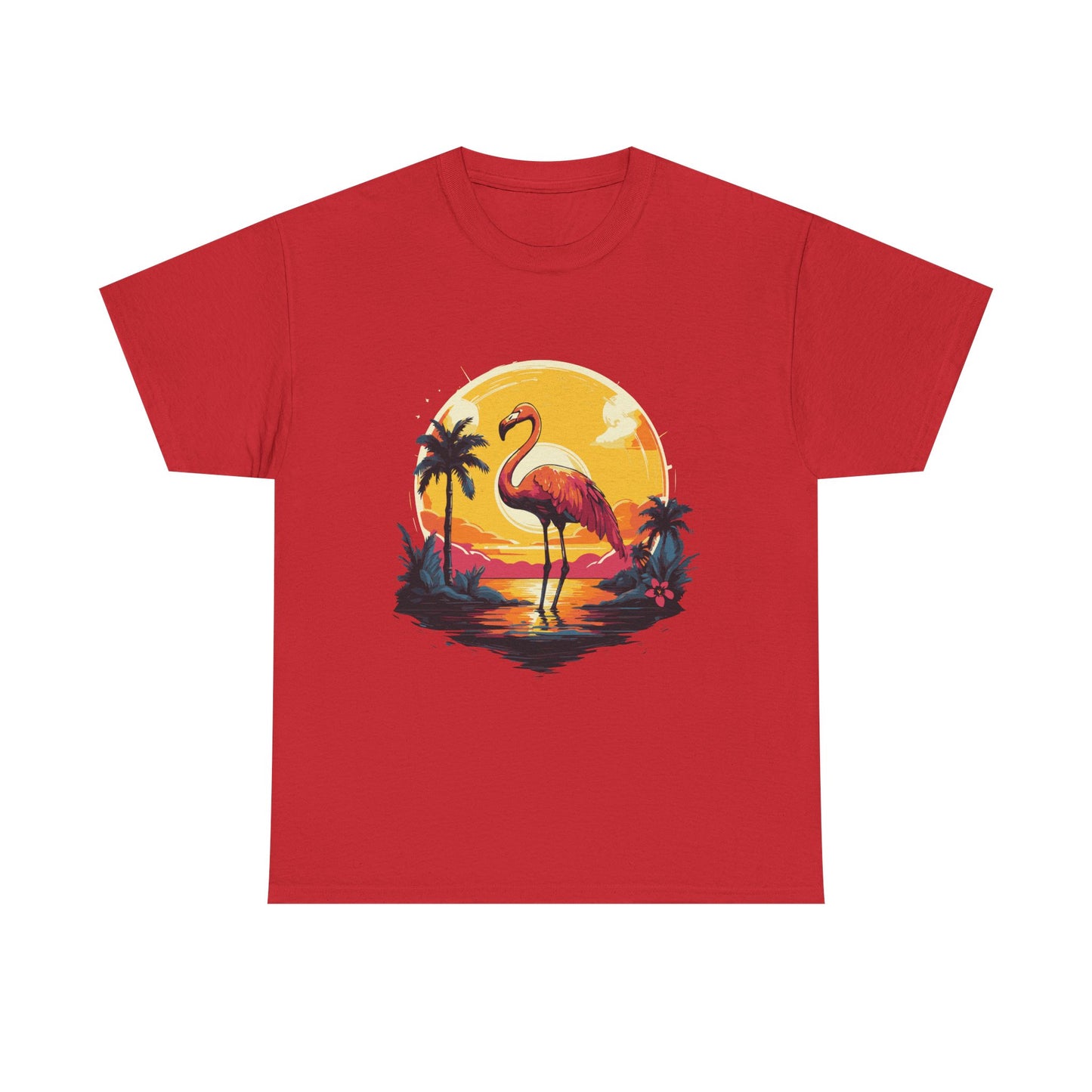 Flamingo Sunset Tee — Tropical Beach Vintage Graphic T-Shirt