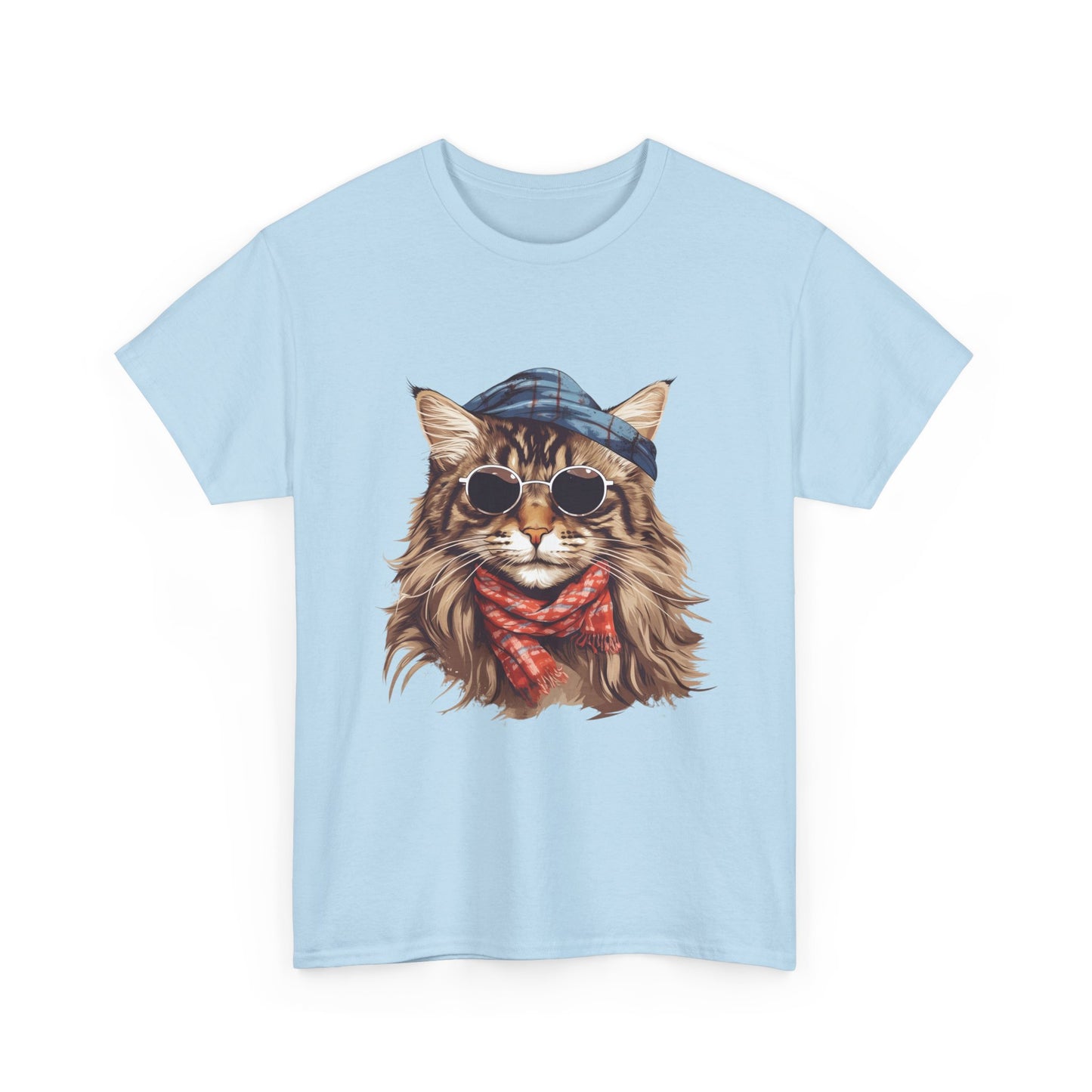 Cat Portrait Tee — Hipster Cat with Sunglasses & Bandana Graphic T-Shirt
