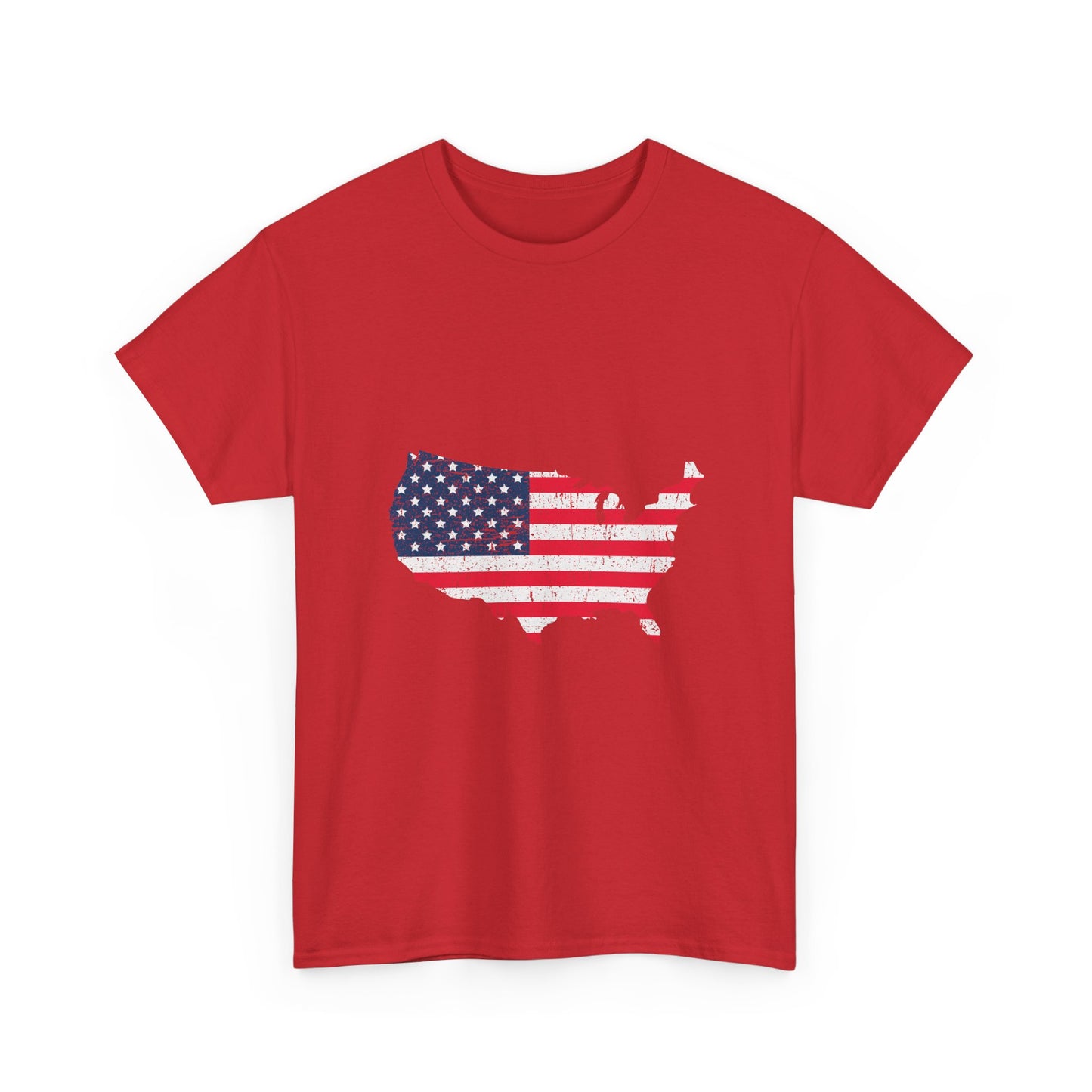 USA Flag Map T-Shirt — Distressed American Flag Outline Tee
