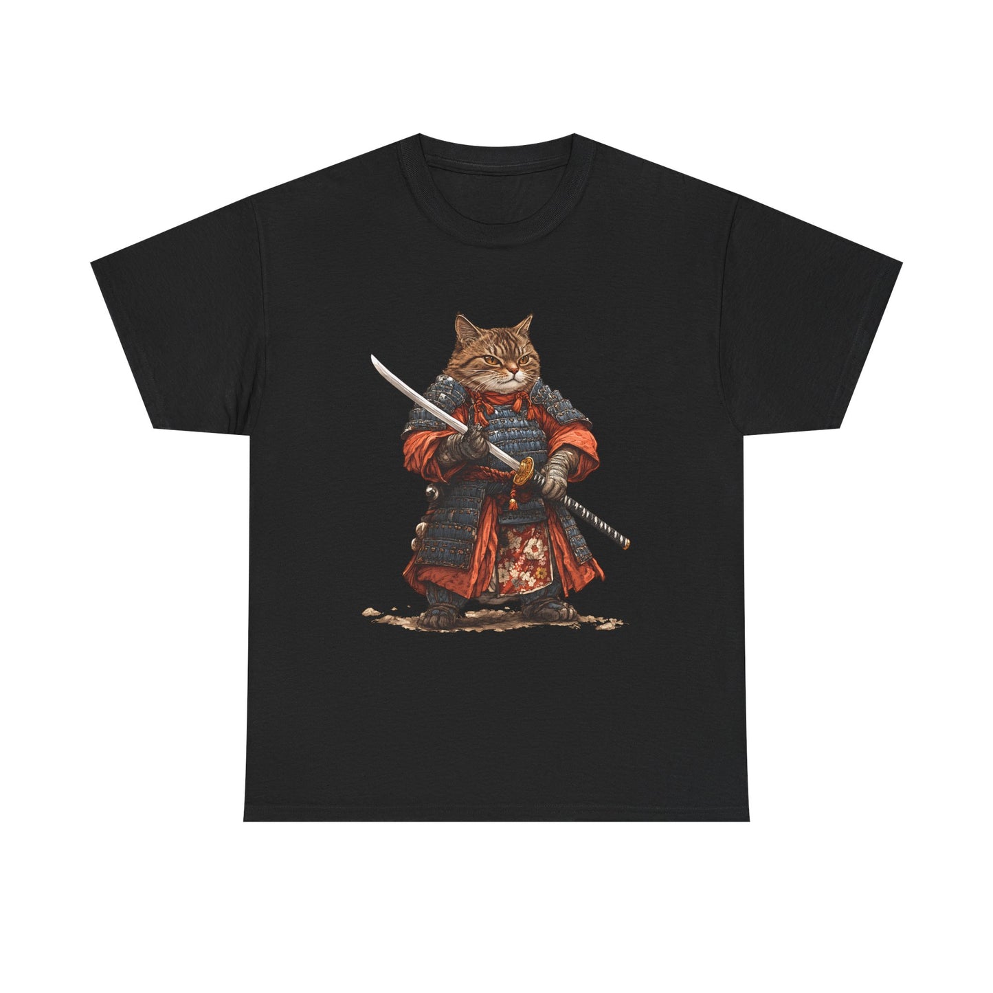Samurai Cat T-Shirt – Warrior Tabby Graphic Tee