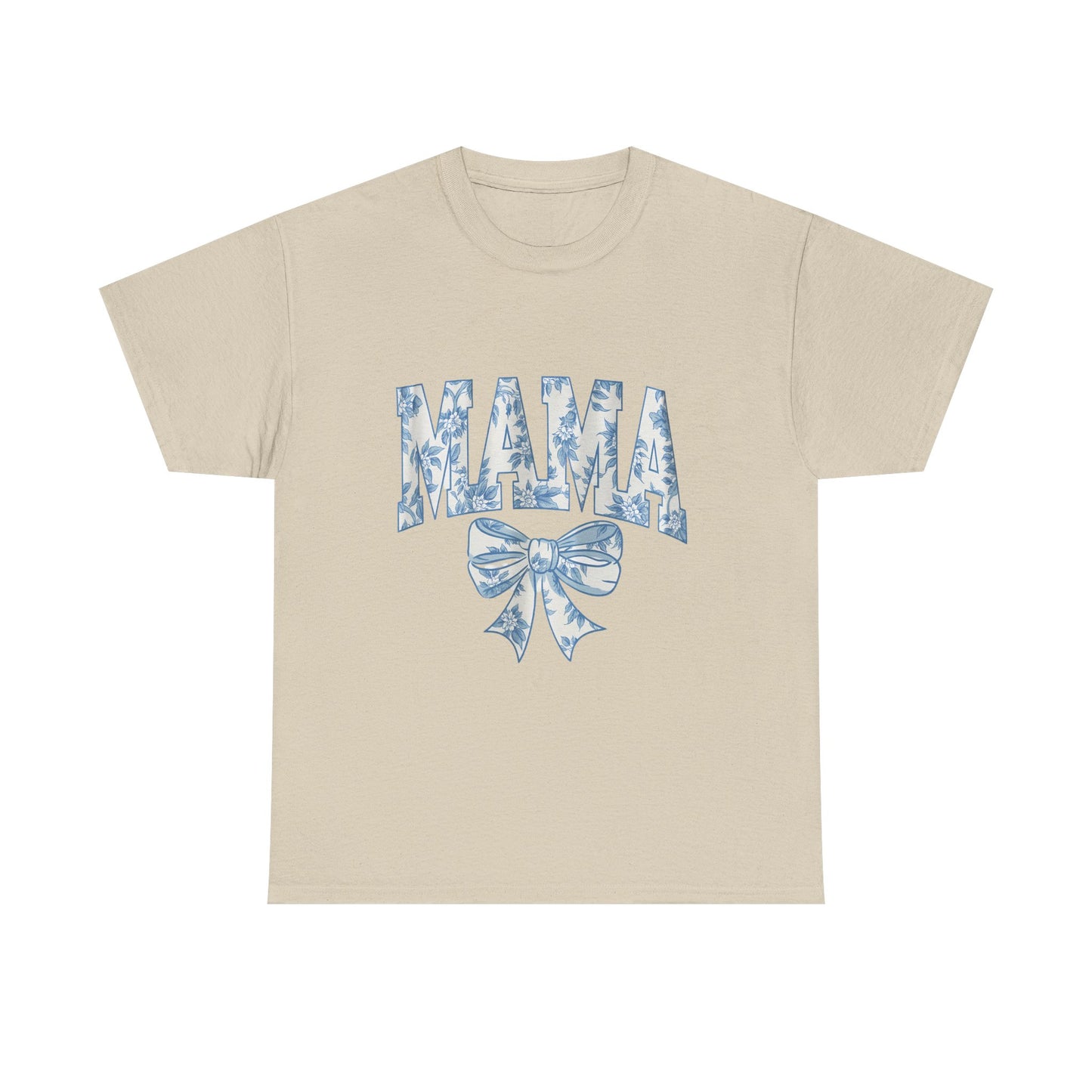 Mama Floral Bow Tee — Blue Watercolor Mom Shirt for Mother's Day