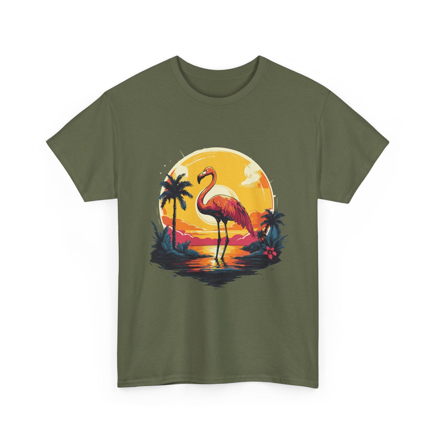 Flamingo Sunset Tee — Tropical Beach Vintage Graphic T-Shirt