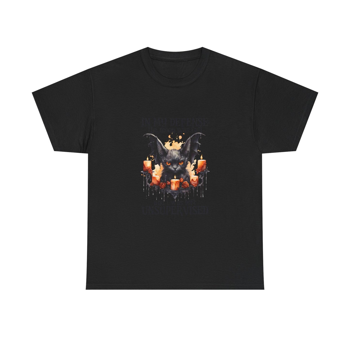 Bat Candle Tee - "In My Defense the Moon Was Full" Halloween Graphic T-Shirt