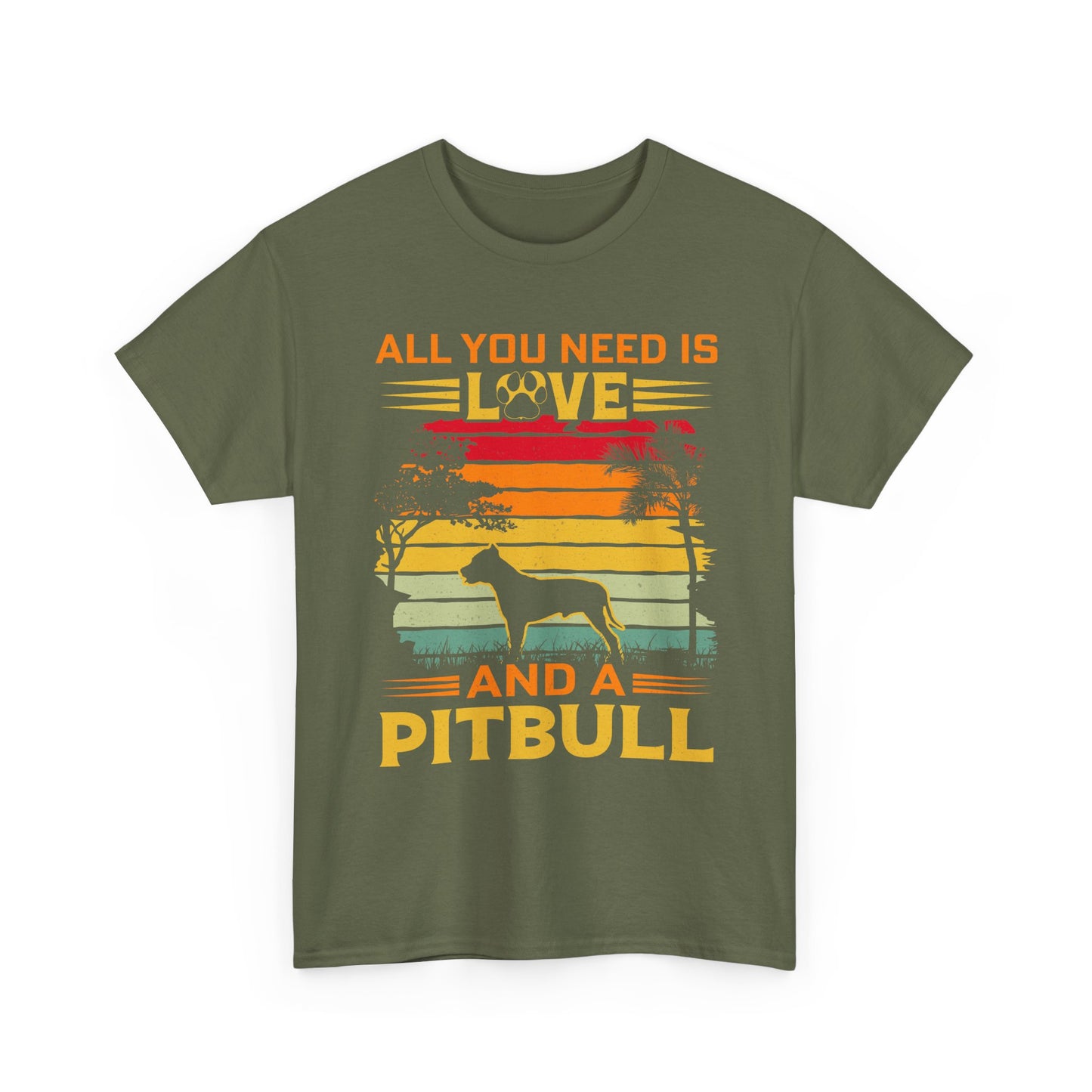 Pitbull T-Shirt – "All You Need Is Love and a Pitbull" Vintage Sunset Tee