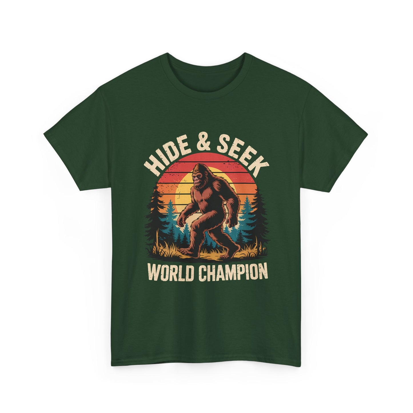 Hide & Seek World Champion T-Shirt — Funny Bigfoot Sasquatch Graphic Tee