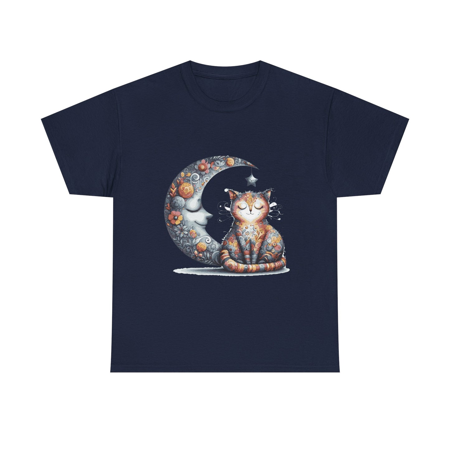 Cat Moon T-Shirt — Whimsical Cosmic Cat Graphic Tee
