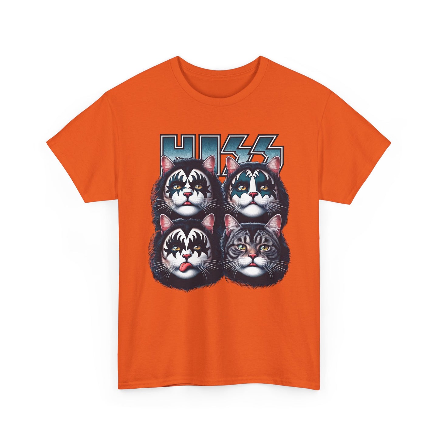 KISS-Style Rock Cat Band T-Shirt