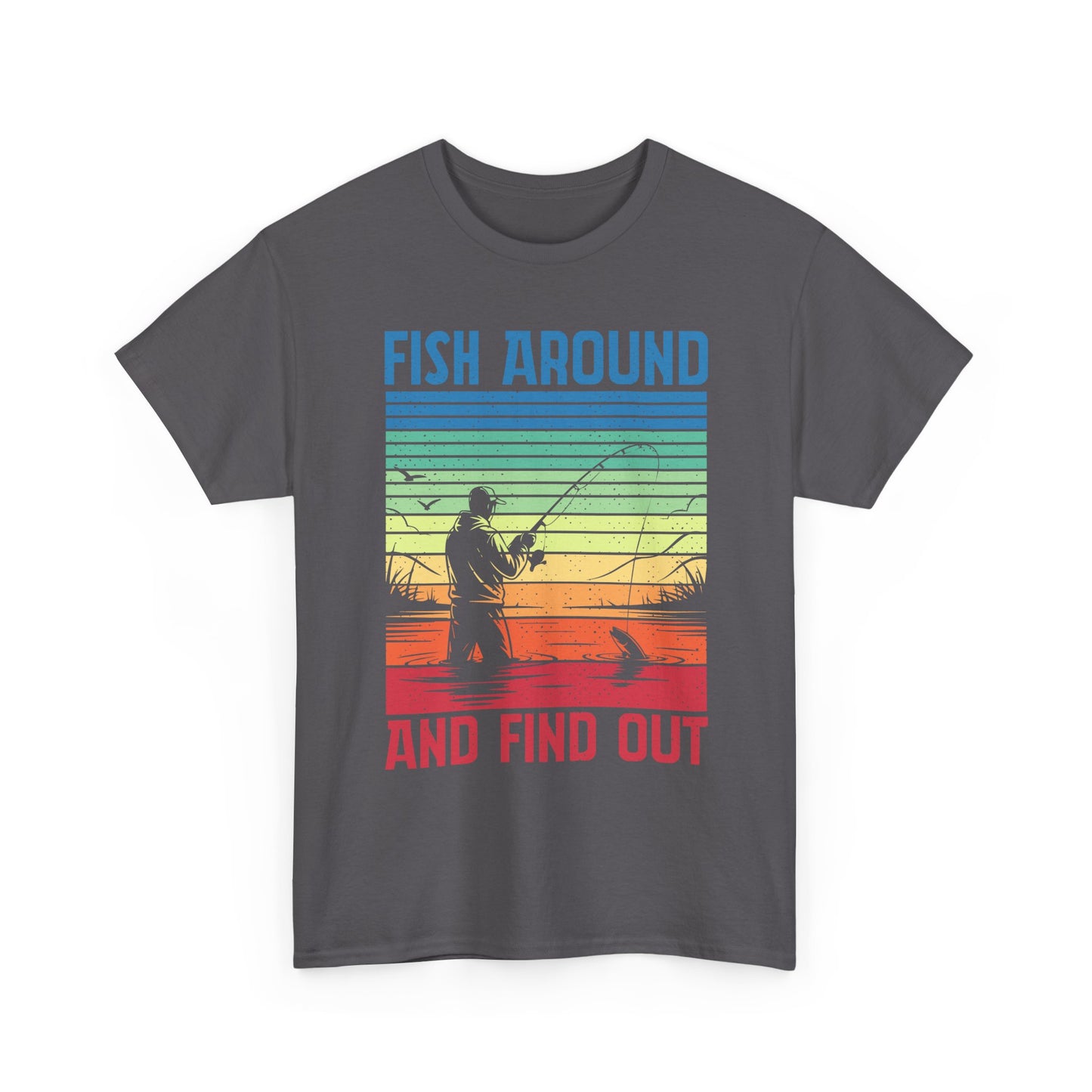 Fishing T-Shirt - "Fish Around and Find Out" Retro Sunset Angler Tee