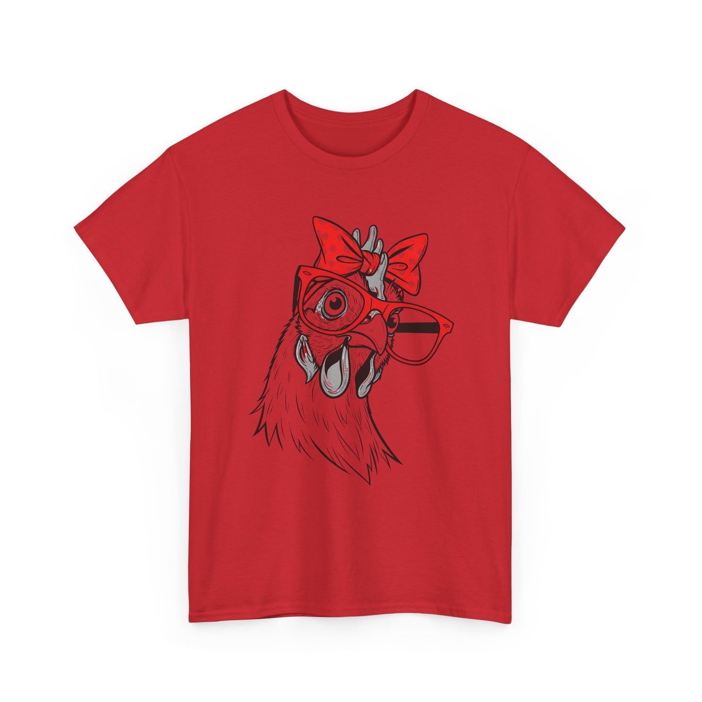 Chicken with Polka Dot Bow Tee - Cute Retro Hen Graphic T-Shirt