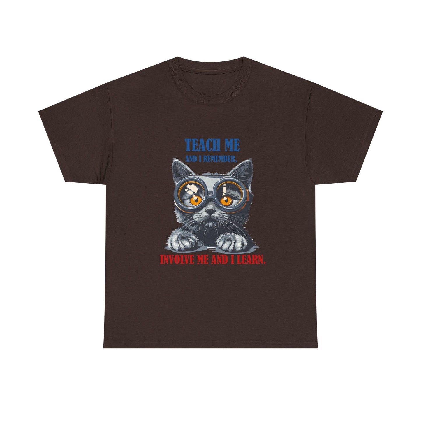Cat Teacher T‑Shirt — “Teach Me and I Remember, Involve Me and I Learn” Educational Cat Tee