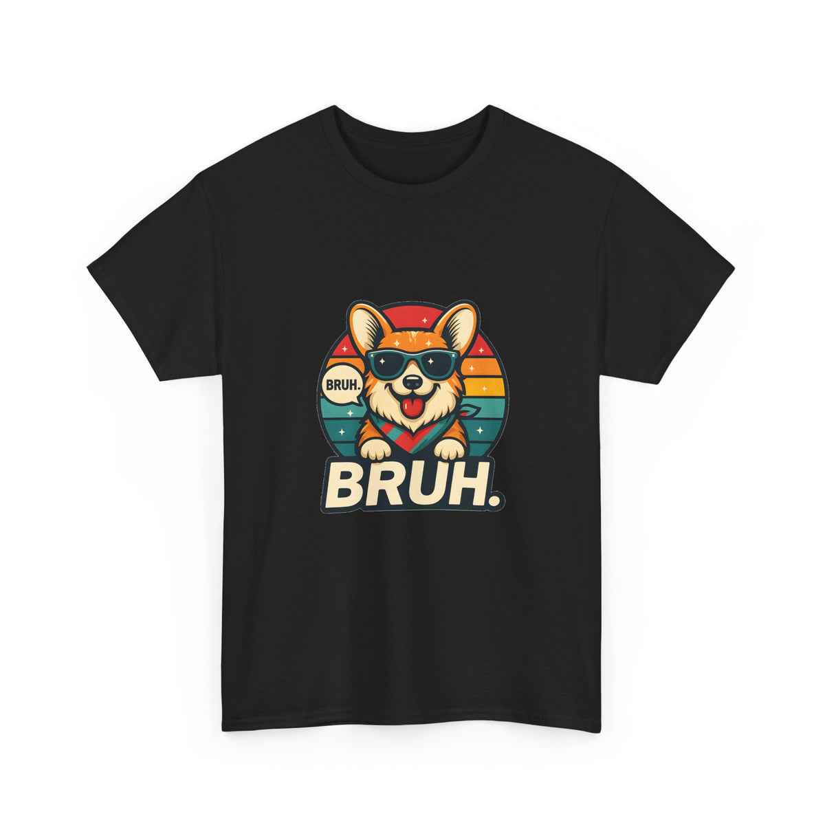 Corgi 'BRUH' Graphic Tee - Retro Sunglasses Dog T-Shirt