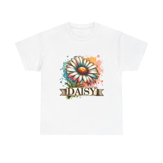 Daisy Watercolor Tee — Floral Vintage Banner Graphic Shirt