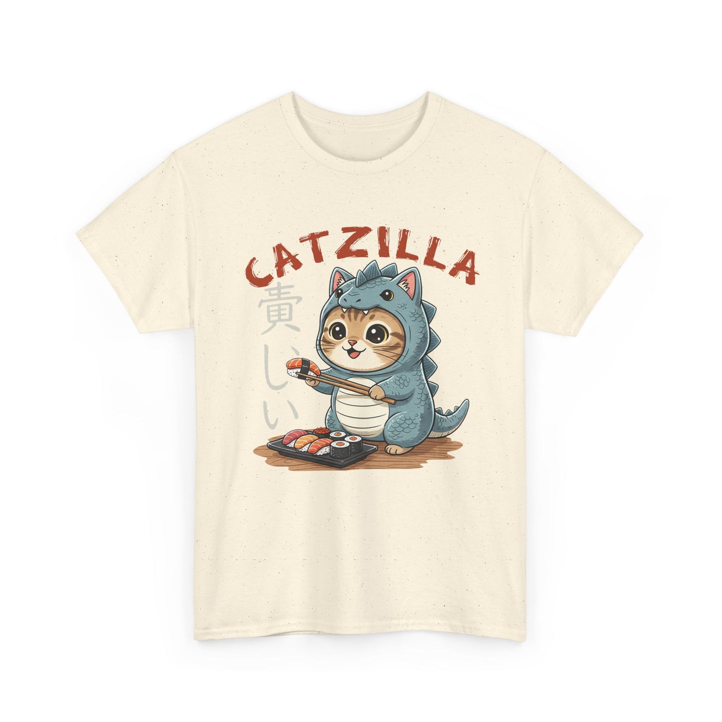 Catzilla T-Shirt — Cute Cat Dinosaur Costume Eating Sushi Graphic Tee