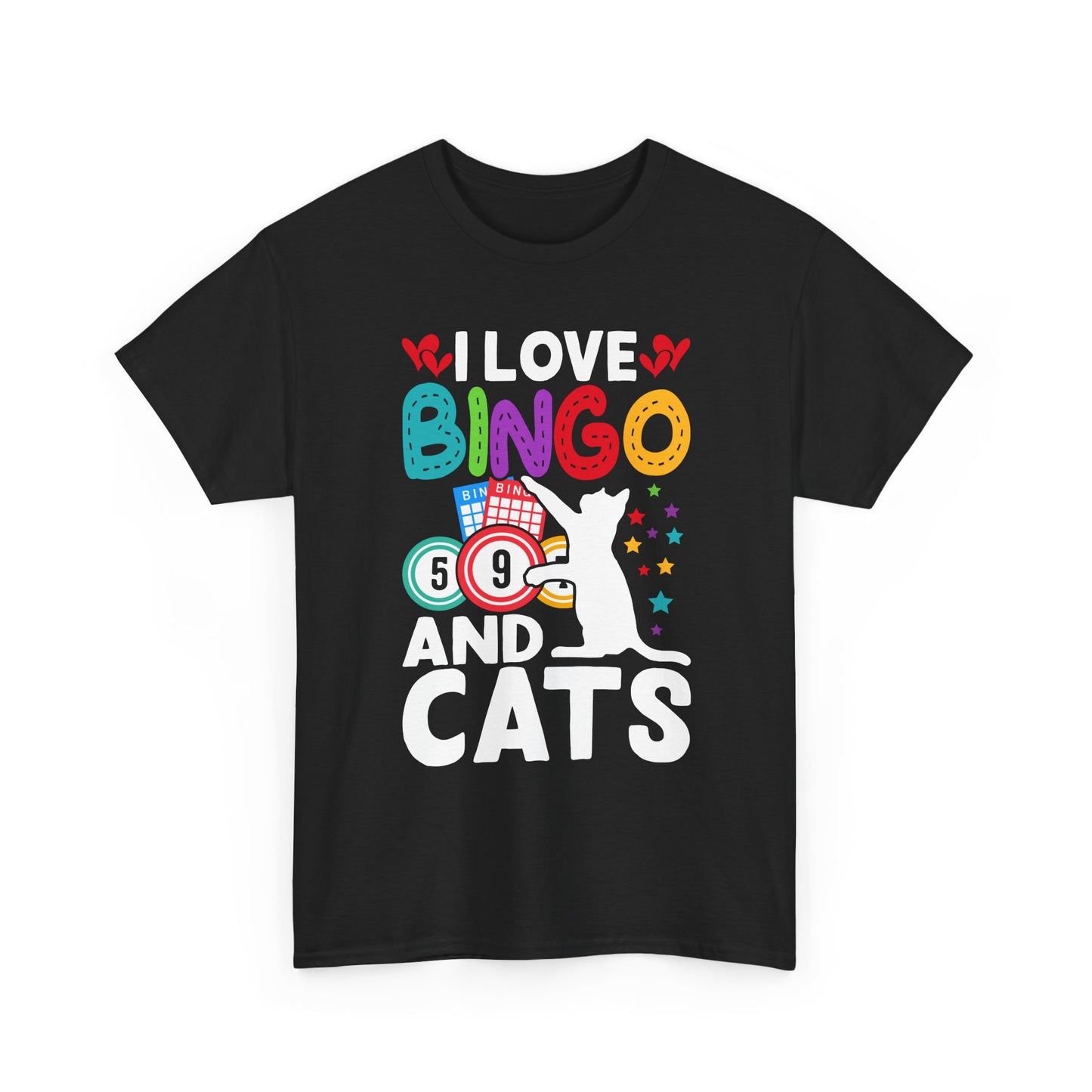 I Love Bingo and Cats T-Shirt — Funny Cat Lover Bingo Tee