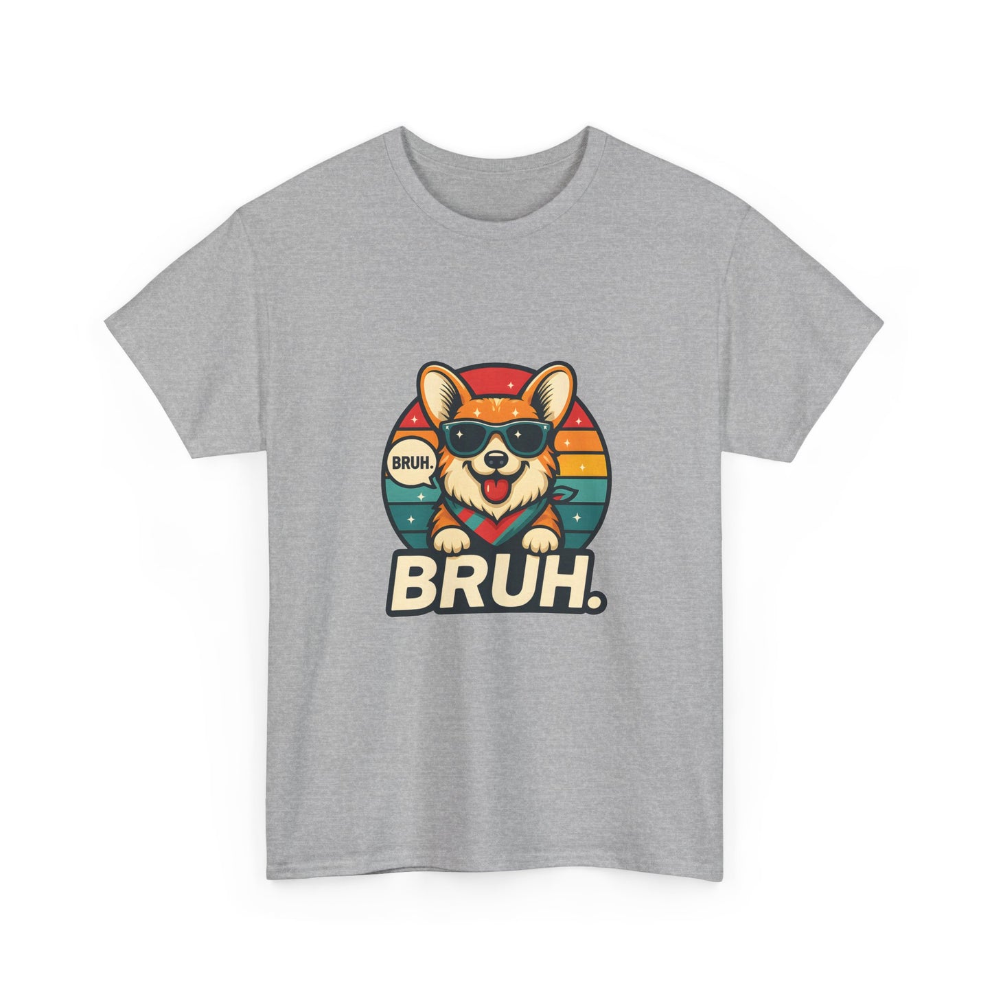 Corgi 'BRUH' Graphic Tee - Retro Sunglasses Dog T-Shirt