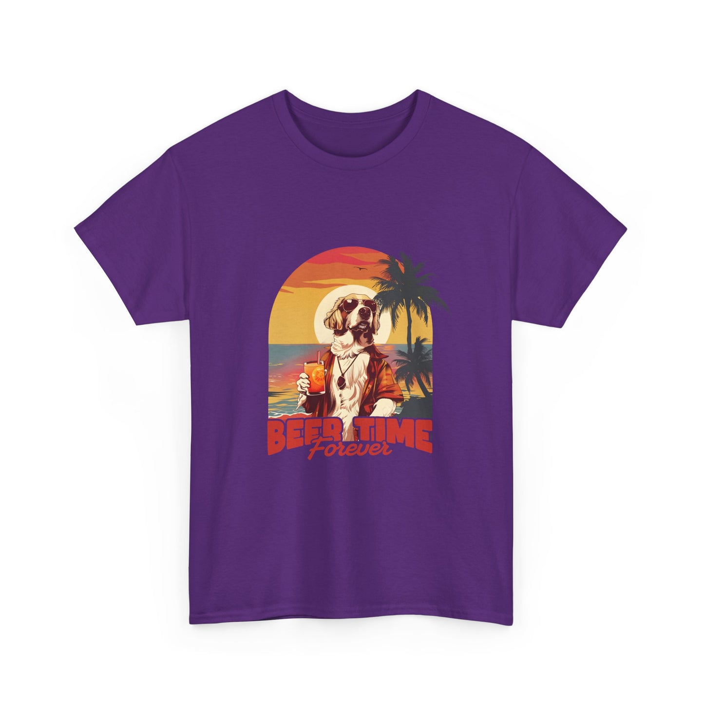 Beer Time Forever T-Shirt — Retro Beach Dog Vacation Tee