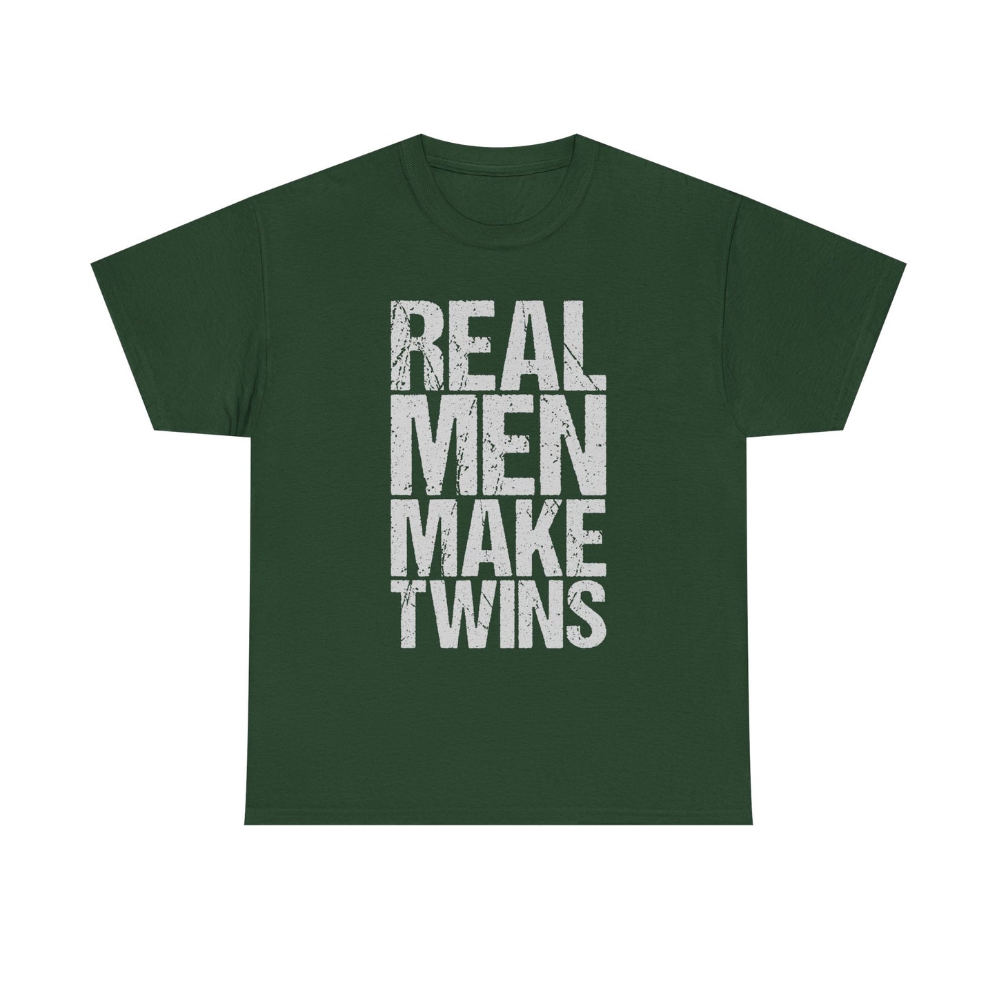 T-Shirt — "Real Men Make Twins" Graphic Tee, Fatherhood Announcement Gift