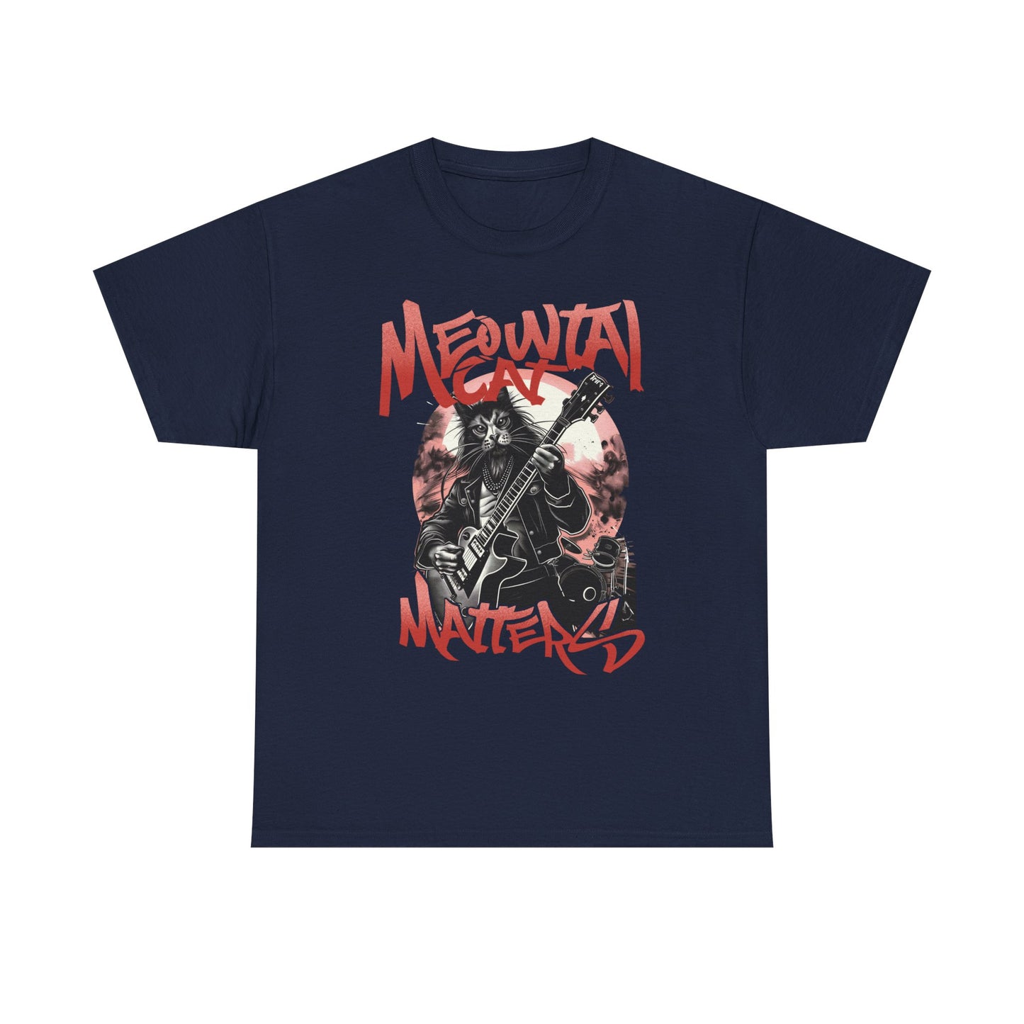 Cat Metal T-Shirt – “Meowtal Matters” Rock Guitar Cat Tee