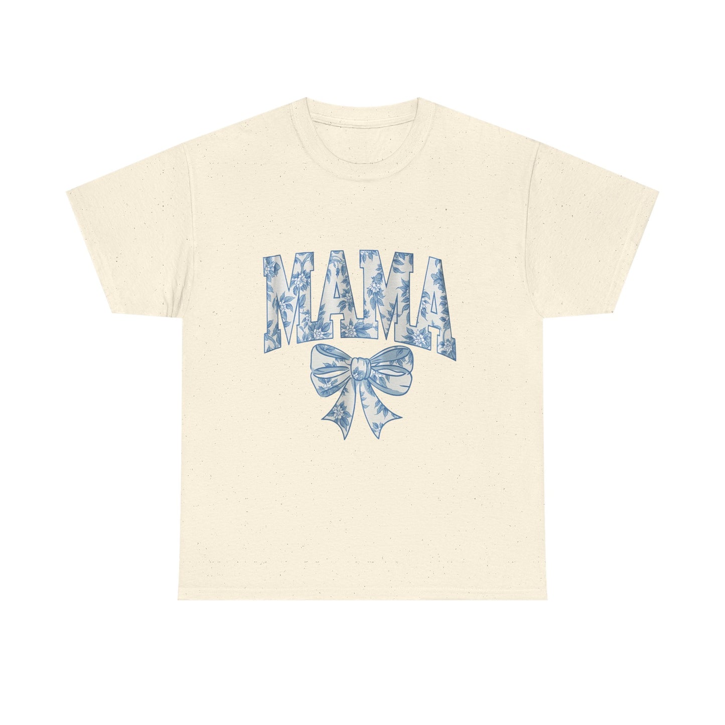 Mama Floral Bow Tee — Blue Watercolor Mom Shirt for Mother's Day