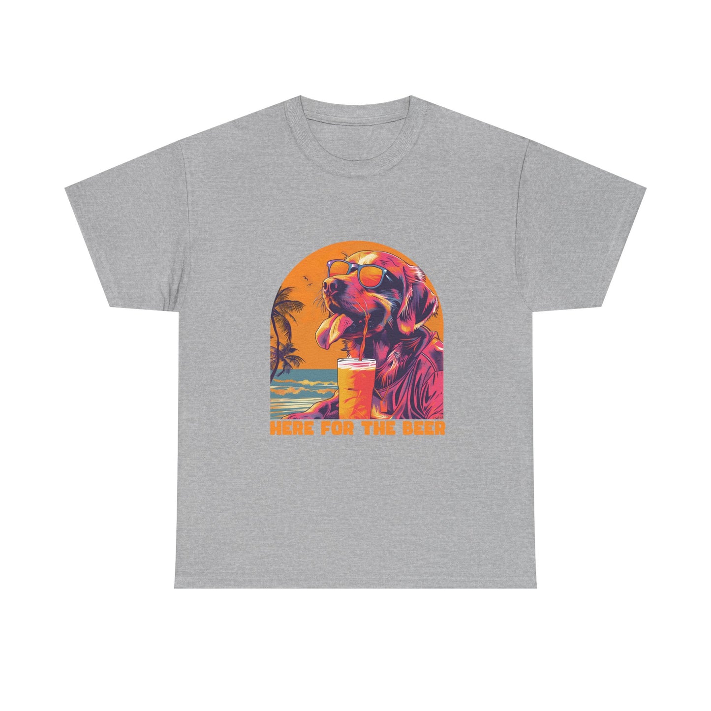 Here For The Beer T-Shirt — Retro Flamingo Beach Tee