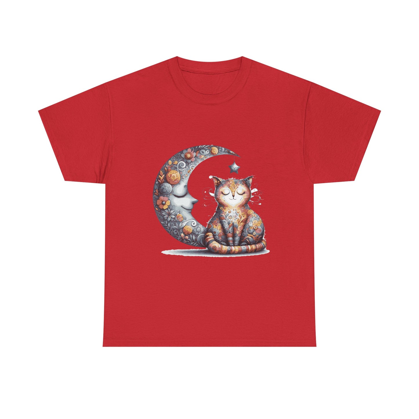 Cat Moon T-Shirt — Whimsical Cosmic Cat Graphic Tee