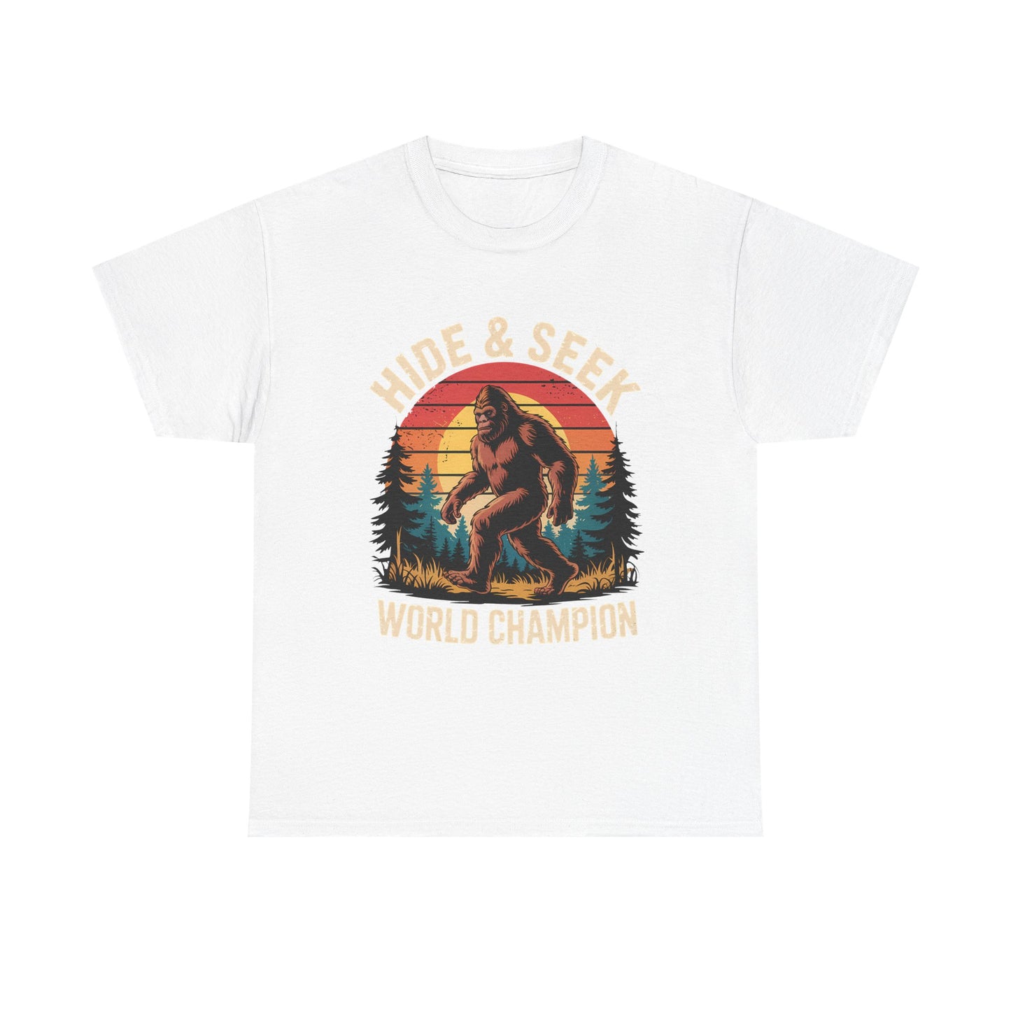 Hide & Seek World Champion T-Shirt — Funny Bigfoot Sasquatch Graphic Tee