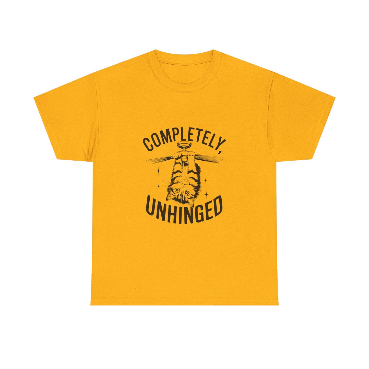 Funny T-Shirt — Completely Unhinged Graphic Tee (Vintage Cat Illustration)