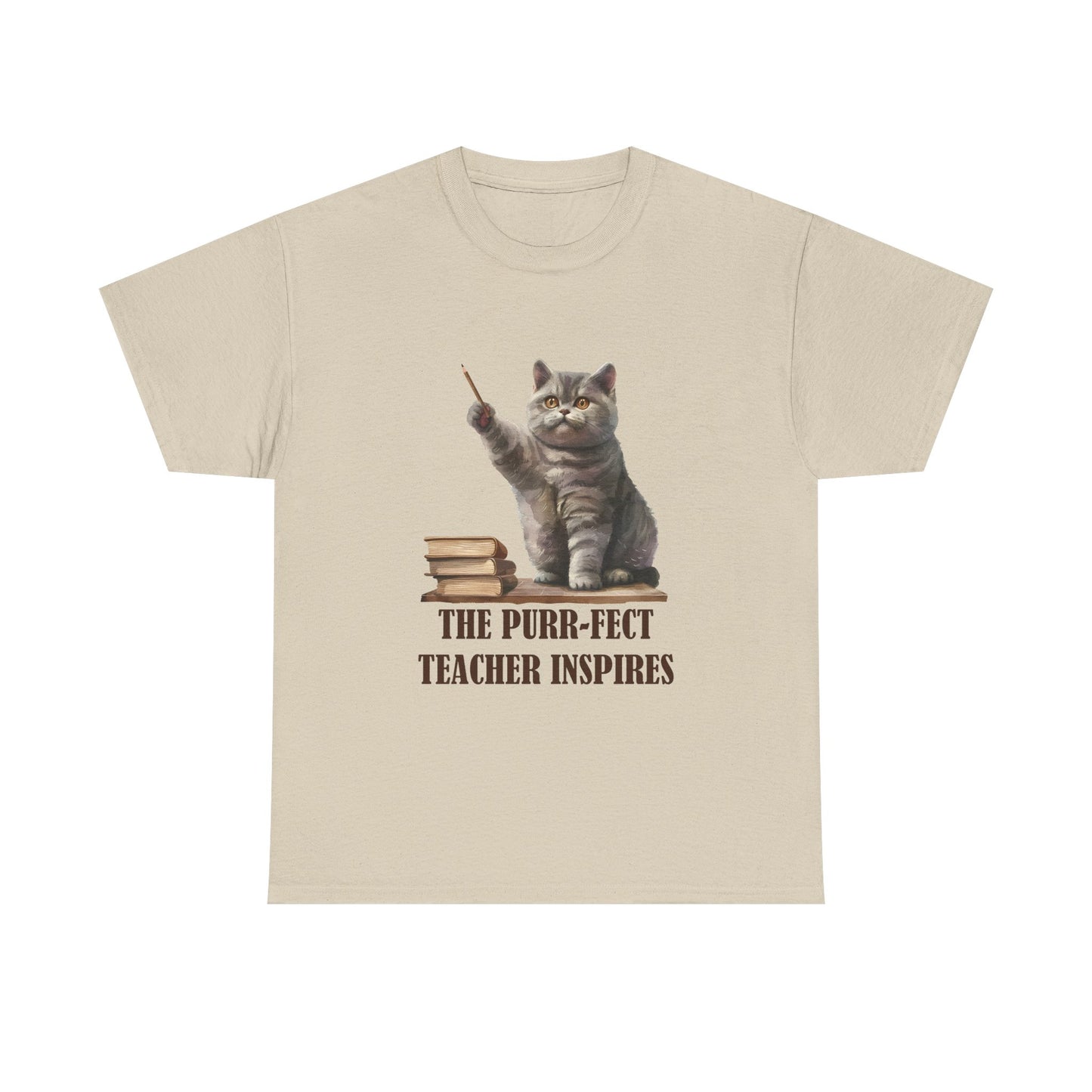 Teacher Cat T-Shirt — "The Purr-fect Teacher Inspires" Cute Gift for Educators